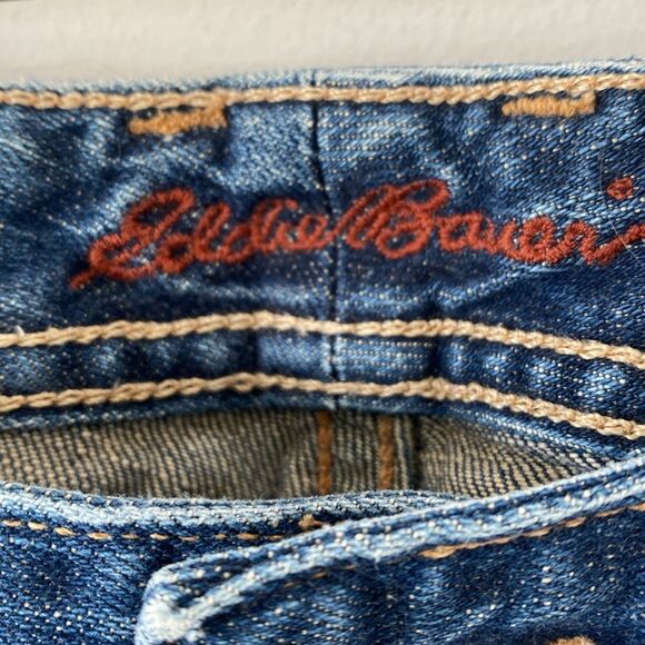 Eddie Bauer Blue Bootcut Jean Floral Embroidered Pockets 34 W Boho Western - Picture 8 of 12